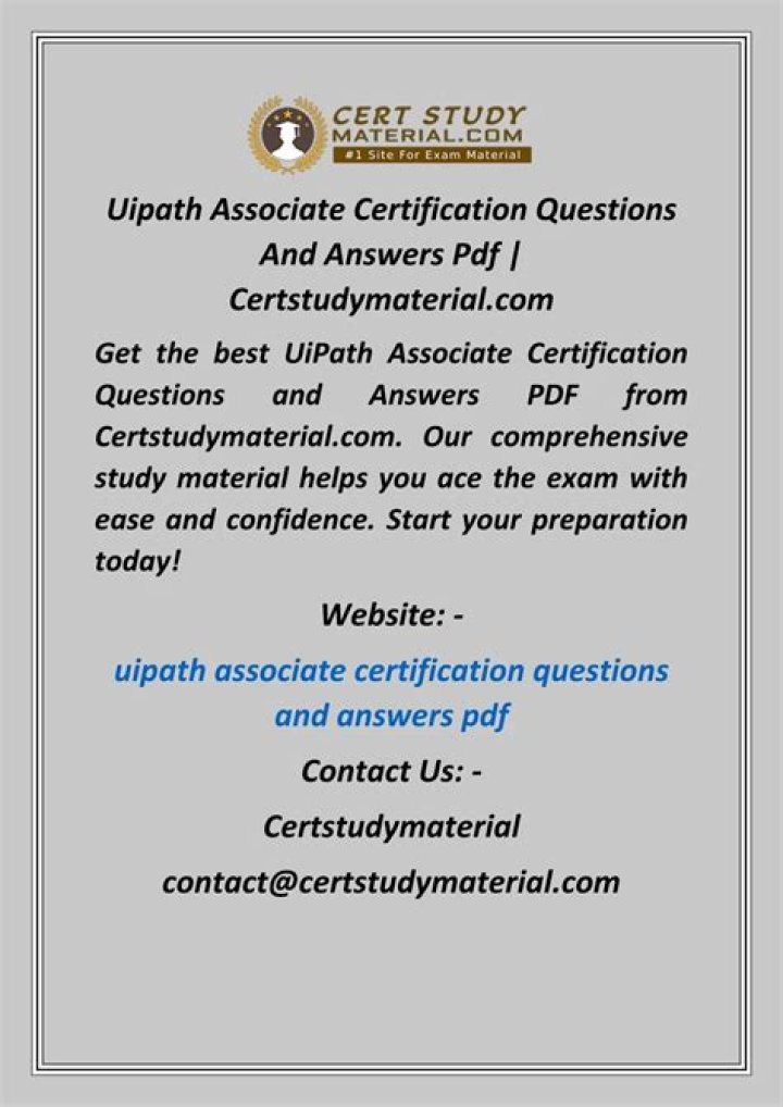 UiPath Associate Certification Questions and Answers PDF – Pass with Confidence