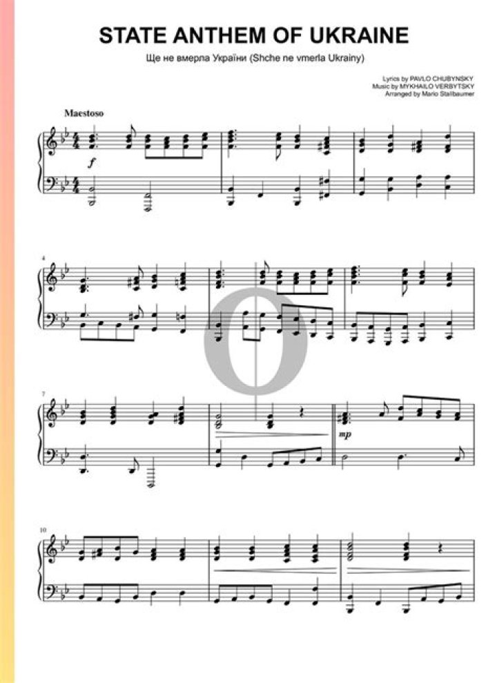 Ukrainian National Anthem Sheet Music PDF Free Download