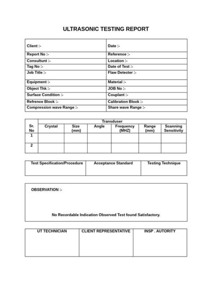 Ultrasonic Test Report PDF: Comprehensive Quality Inspection Document