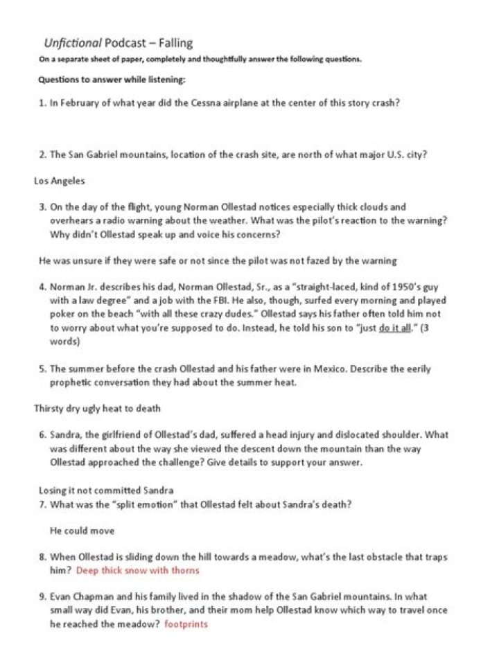 Unfictional Podcast: Falling Answers PDF – Full Transcripts & Insights