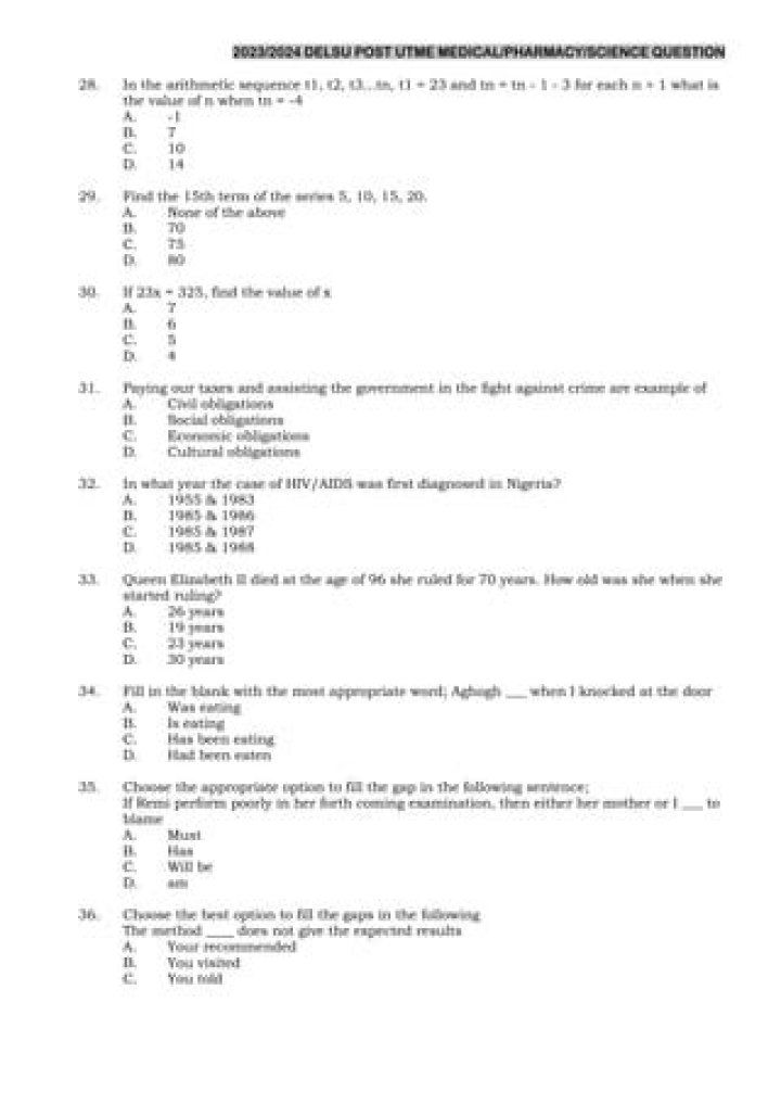 Uniben Past Papers: Medicine & Surgery Past Questions PDF