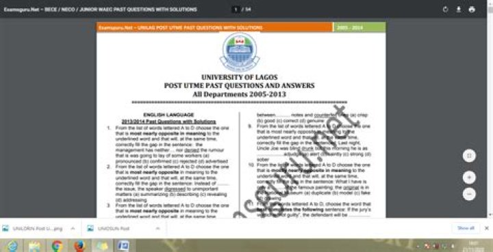Unilag UTME Past Questions & Answers PDF – Download Complete Set