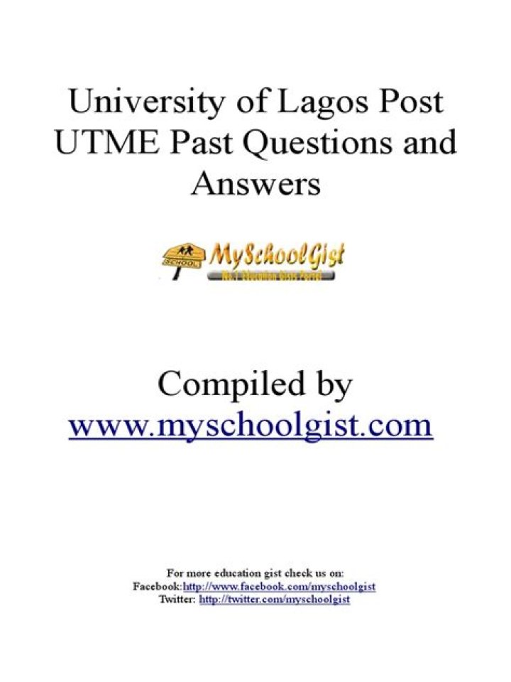 Unilag UTME Past Questions PDF – Free Download & Full Paper