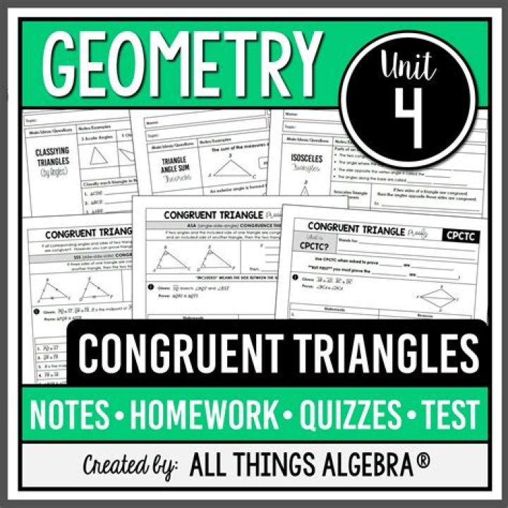 Unit 4 Test: Congruent Triangles PDF - Free Study Guide