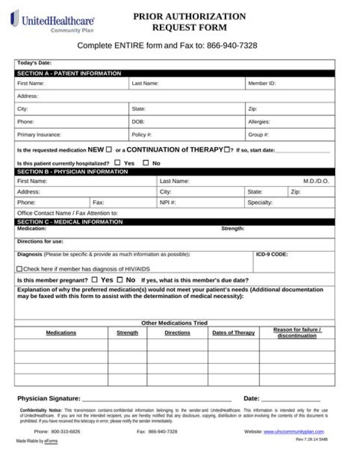 UnitedHealthcare Community Plan Prior Authorization Form PDF – Download Now