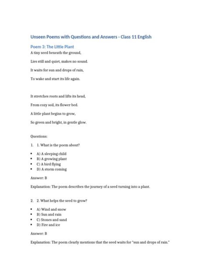 Unseen Poems with Questions and Answers: Discover Hidden Insights PDF
