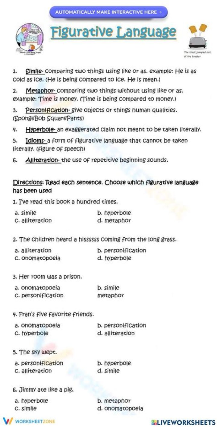 Unwind Figurative Language Worksheets with Answers PDF | Instant Download