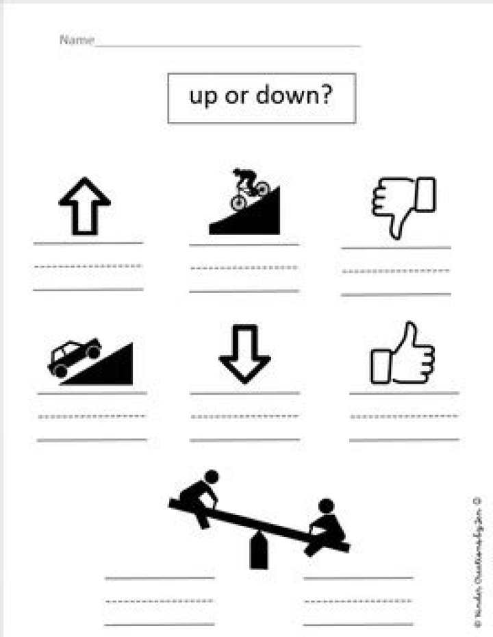 Free Up and Down Worksheets for Kindergarten PDF – Easy Learning Activities