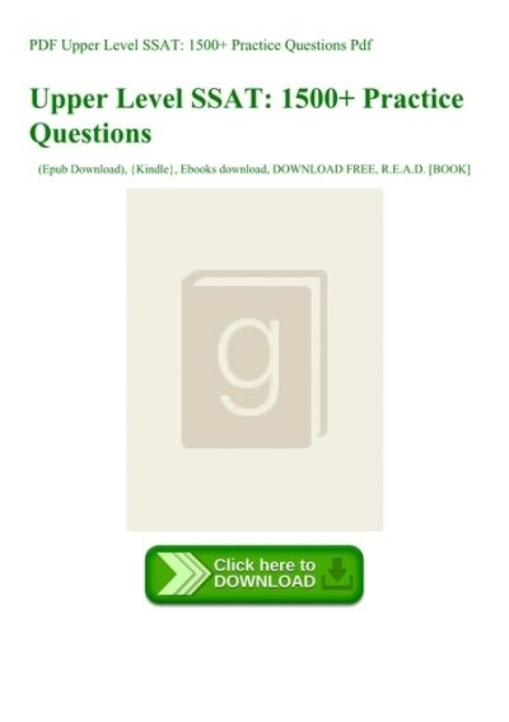 Upper Level SSAT 1500 Practice Questions PDF – Master Test Skills