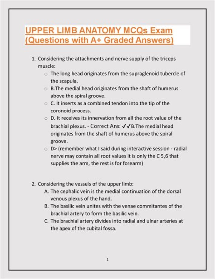 Upper Limb Anatomy Important Questions PDF: Key Concepts & Exam Review