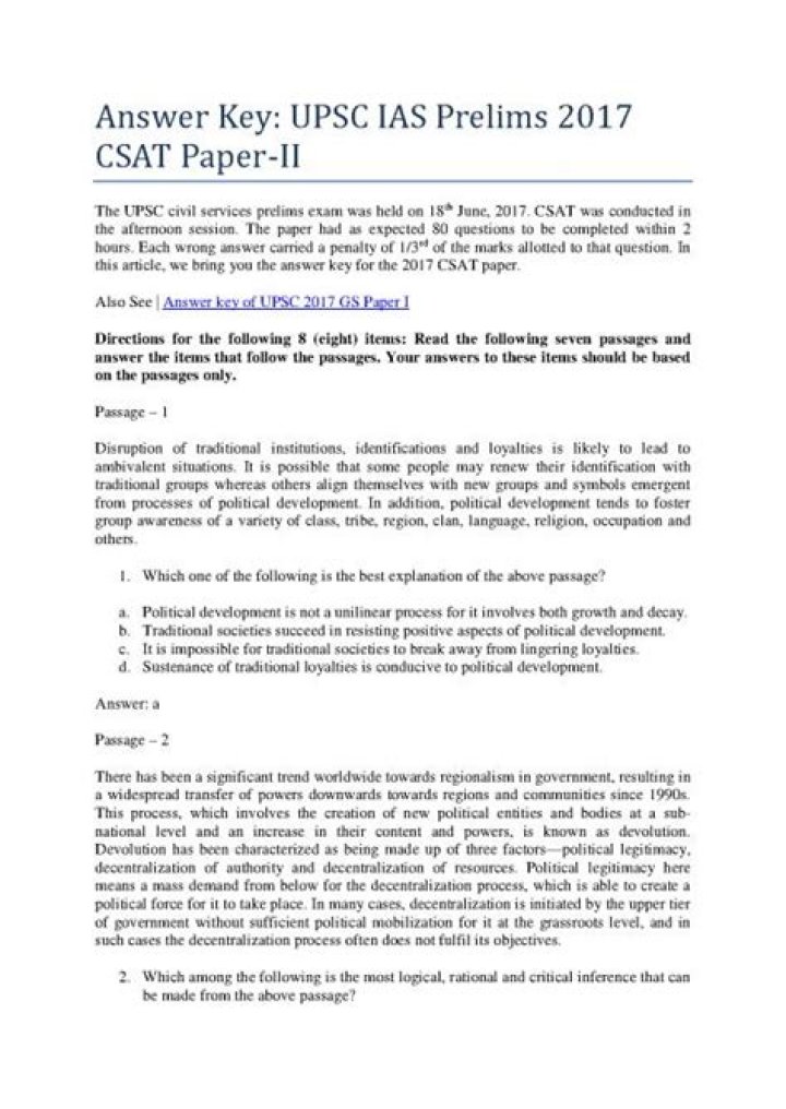 UPSC Prelims 2017 Question Paper PDF: Complete Solved Set for Exam Prep