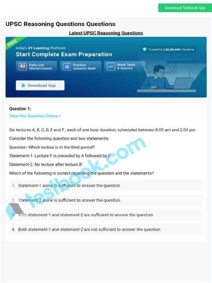 Free Upsc Reasoning Questions PDF for Exam Preparation