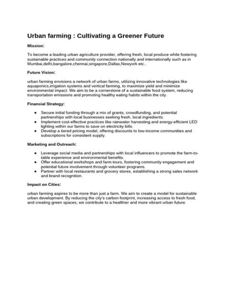 Urban Farming Business Plan PDF: Launch Your Green Startup Today