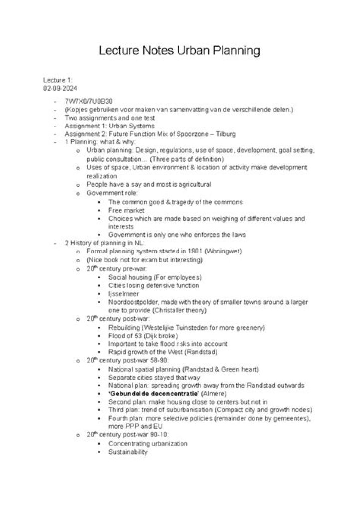 Urban Planning Lecture Notes PDF: Comprehensive Study Guide