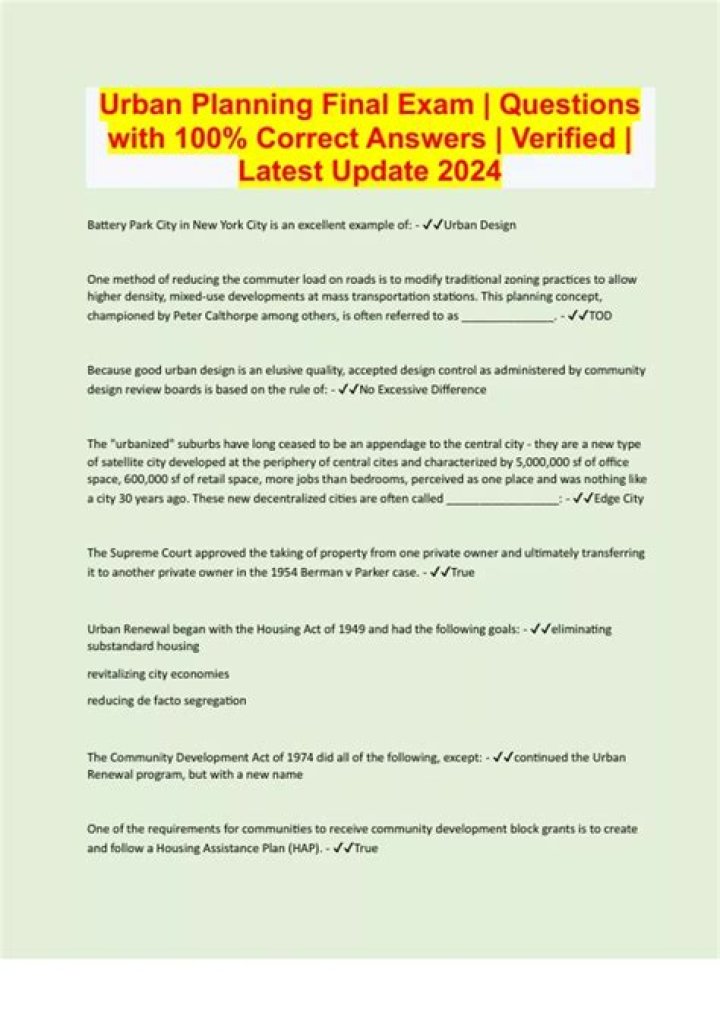 Urban Planning Questions and Answers PDF: Expert Insights
