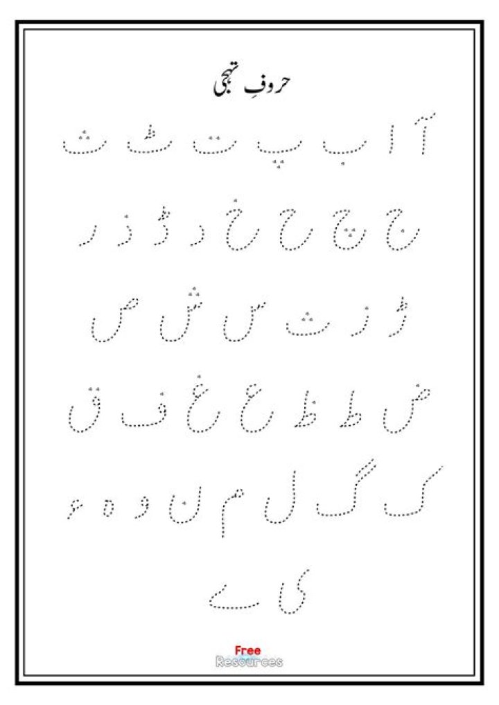 Urdu Alphabet Writing Practice Worksheets PDF for Kids & Beginners