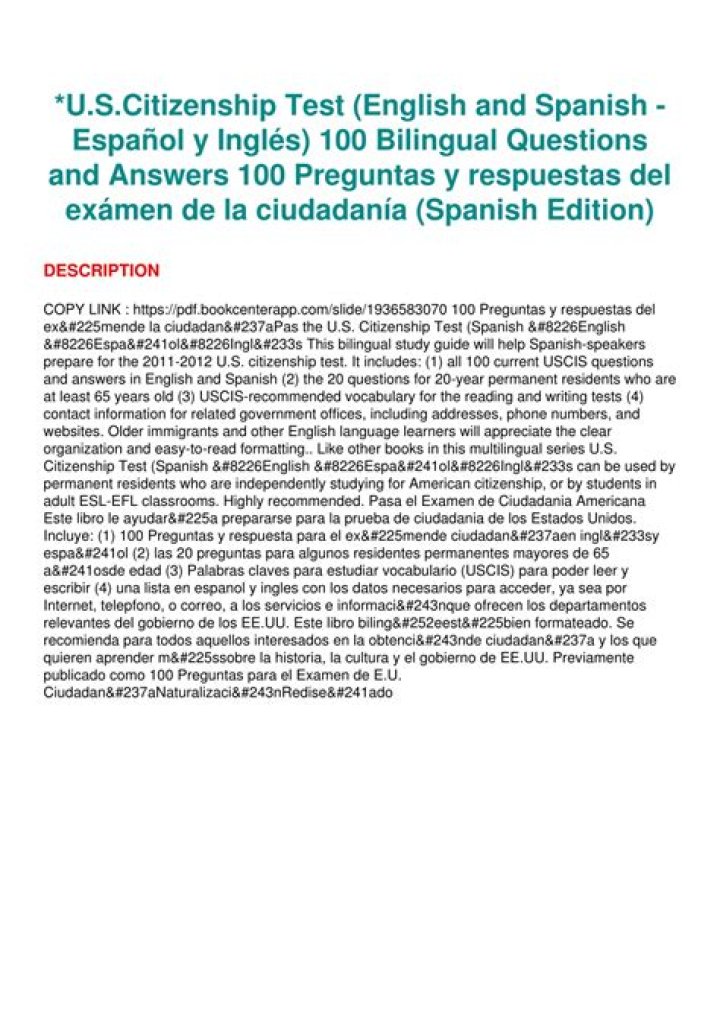 Guía Completa: US Citizenship Test Spanish PDF for Free Download
