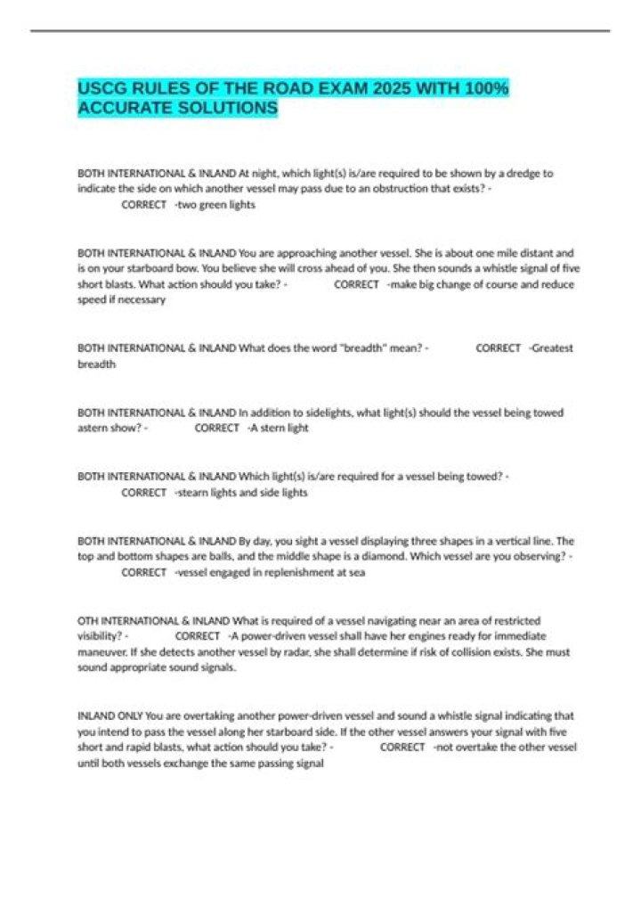 USCG Rules of the Road Practice Test PDF: Pass Safely