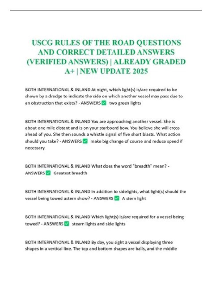 USCG Rules of the Road: Questions & Answers PDF