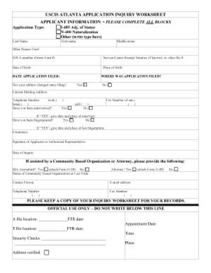 USCIS Applicant Information Worksheet PDF – Download Now