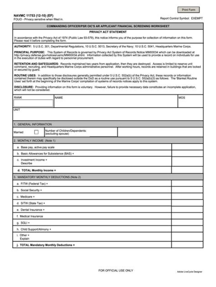 USMC Financial Worksheet PDF: Complete Budget & Expense Tracker