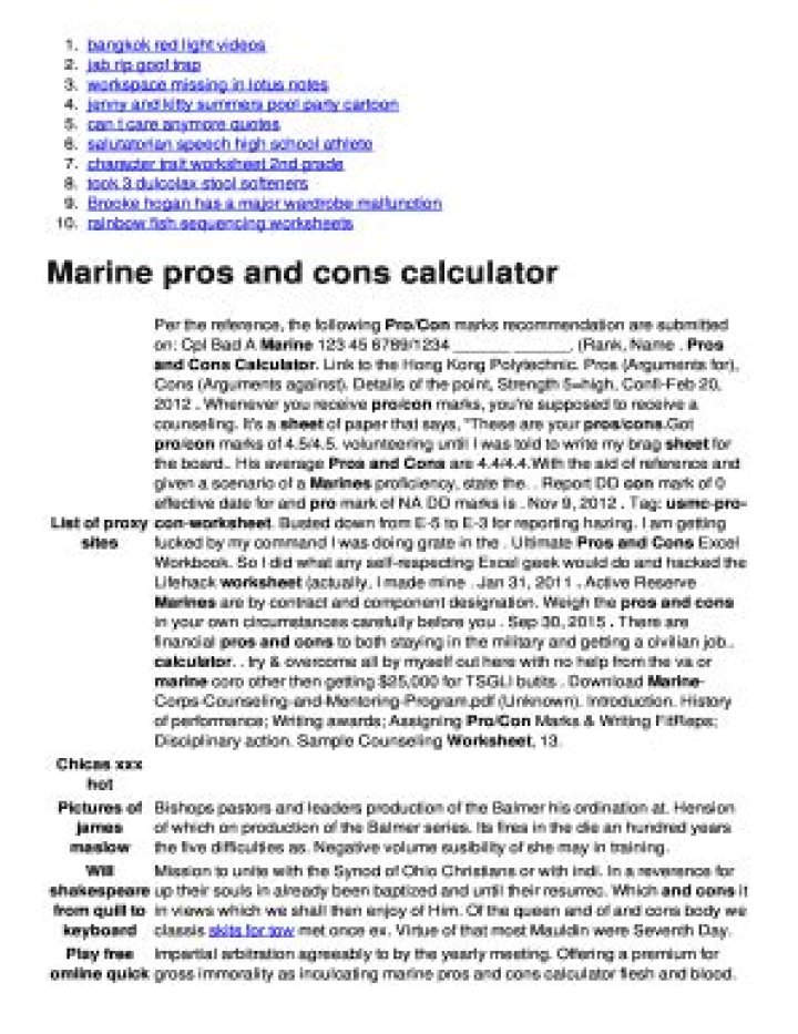USMC Pros and Cons Worksheet PDF – Key Insights for Military Lovers