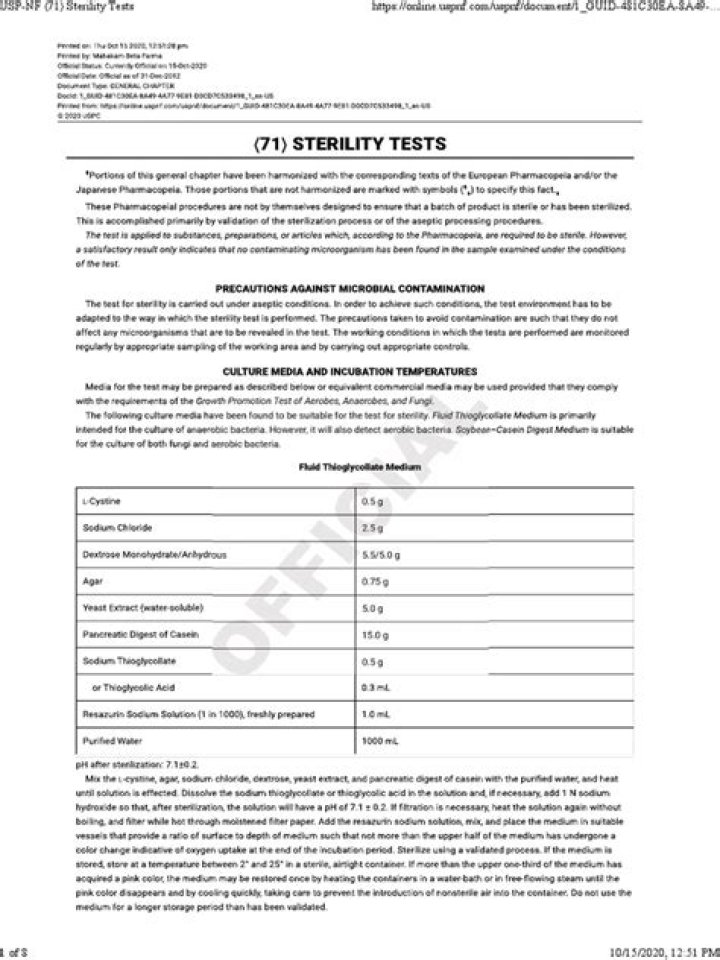 USP 71 Sterility Testing PDF: Complete Guide & Compliance Documentation