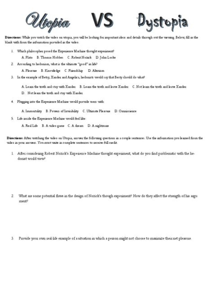 Utopia vs Dystopia Worksheet PDF: Analyze Ideal Futures and Warnings
