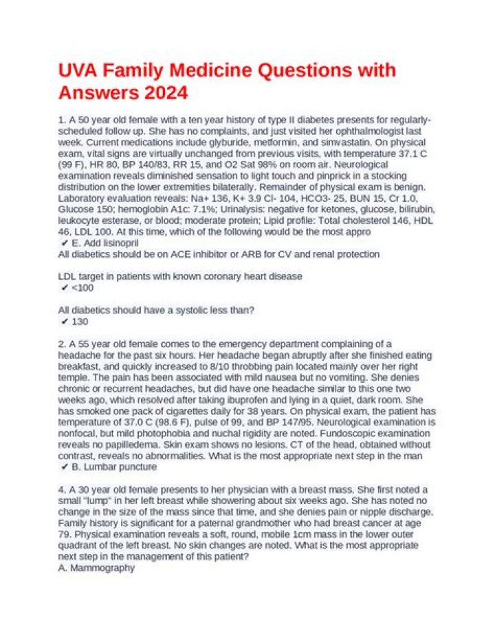 UVA Family Medicine Questions PDF: Essential Practice & Exam Review