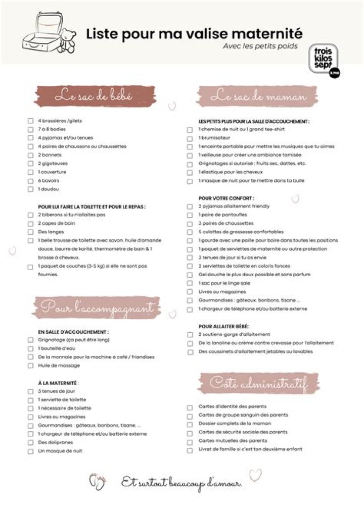 Valise Maternité Liste Complète PDF – Télécharger le Guide Essentiel