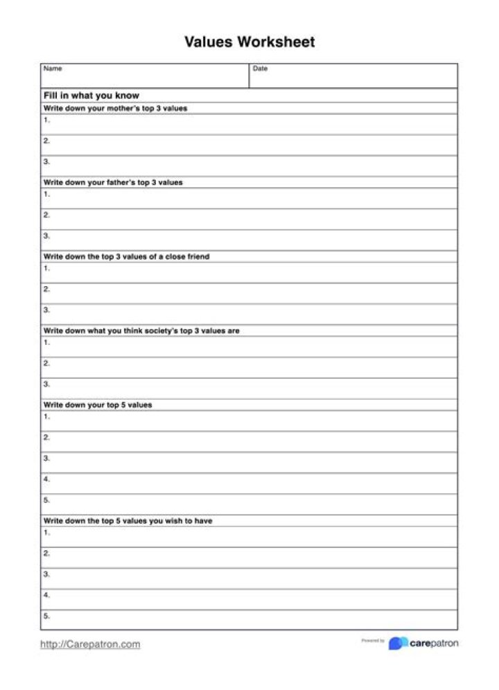 Explore Your Core Values: Download Values Exploration Worksheet PDF