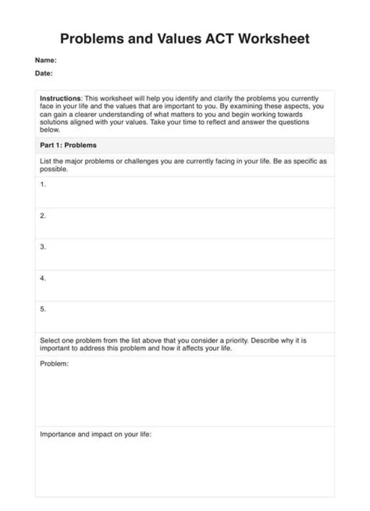 Values Worksheet ACT PDF: Download Free Study & Reflection Tool