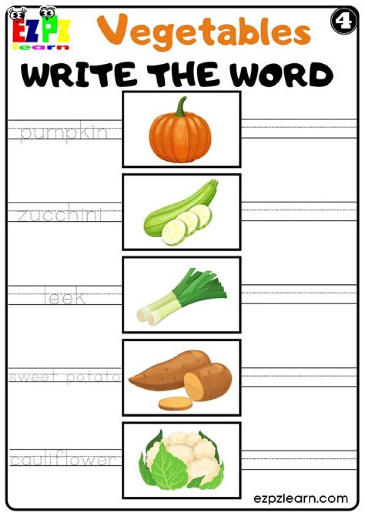 Free Kindergarten Vegetables Worksheets PDF – Printable Learning Activities