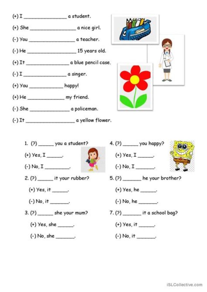 Free PDF Exercises: Verb To Be Positive, Negative & Question Forms