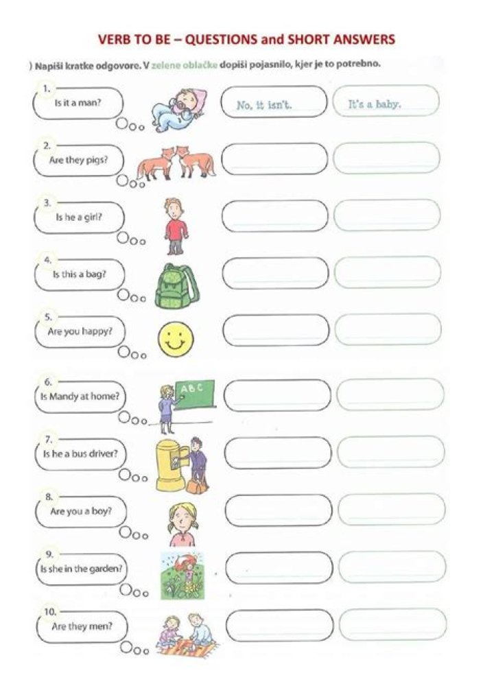 Verb to Be Questions & Short Answer Exercises PDF
