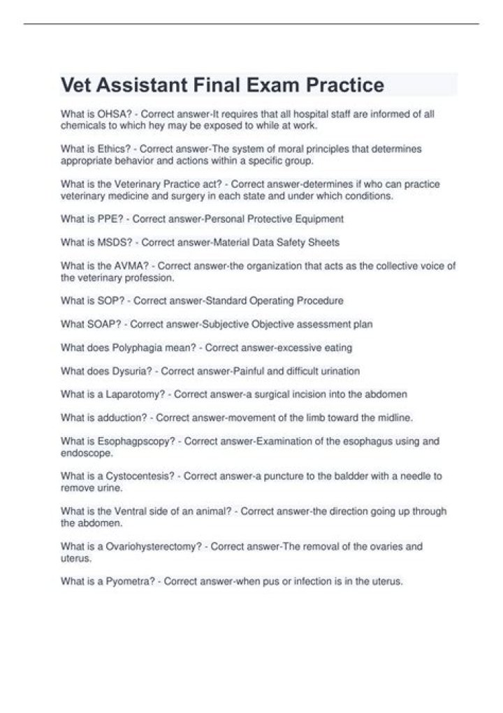 Vet Assistant Practice Test PDF: Free Download & Study Guide