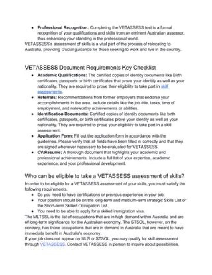 Vet Assessment Occupation List PDF – Complete Guide