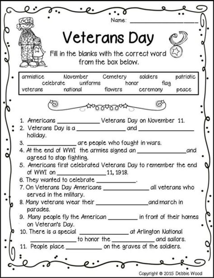 Veterans Day Reading Comprehension Worksheets PDF – Free Printables