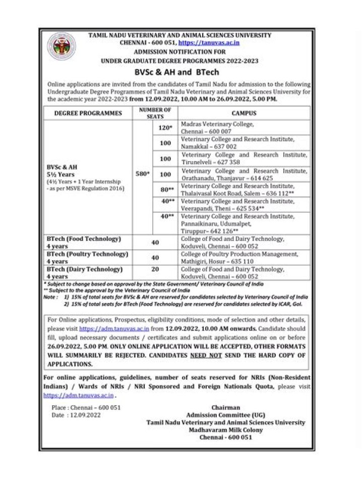 Top Veterinary Colleges in Tamil Nadu List PDF: Full Directory