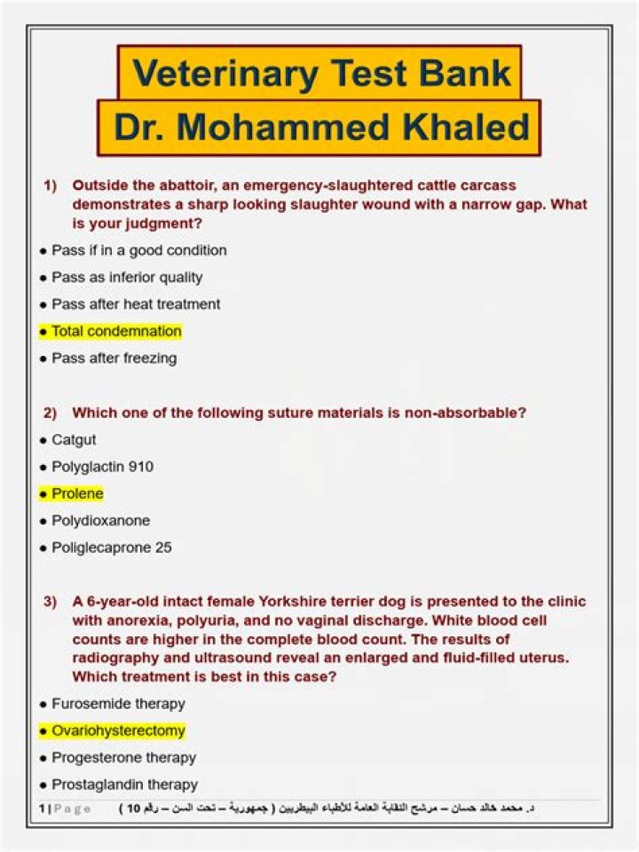 Veterinary Exam Questions and Answers PDF – Free Study Resource