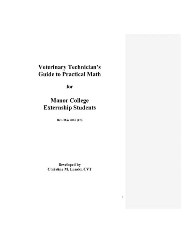 Veterinary Math Worksheets PDF – Free Downloadable Practice Files