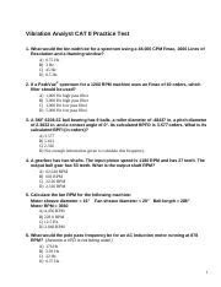 Vibration Analysis CAT 2 Exam Questions PDF – Practice Test