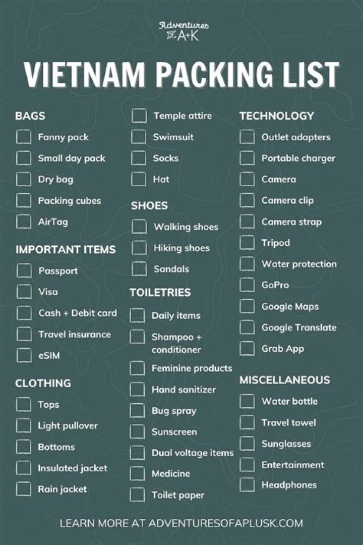 Vietnam Packing List PDF – Download Free Travel Packing Checklist