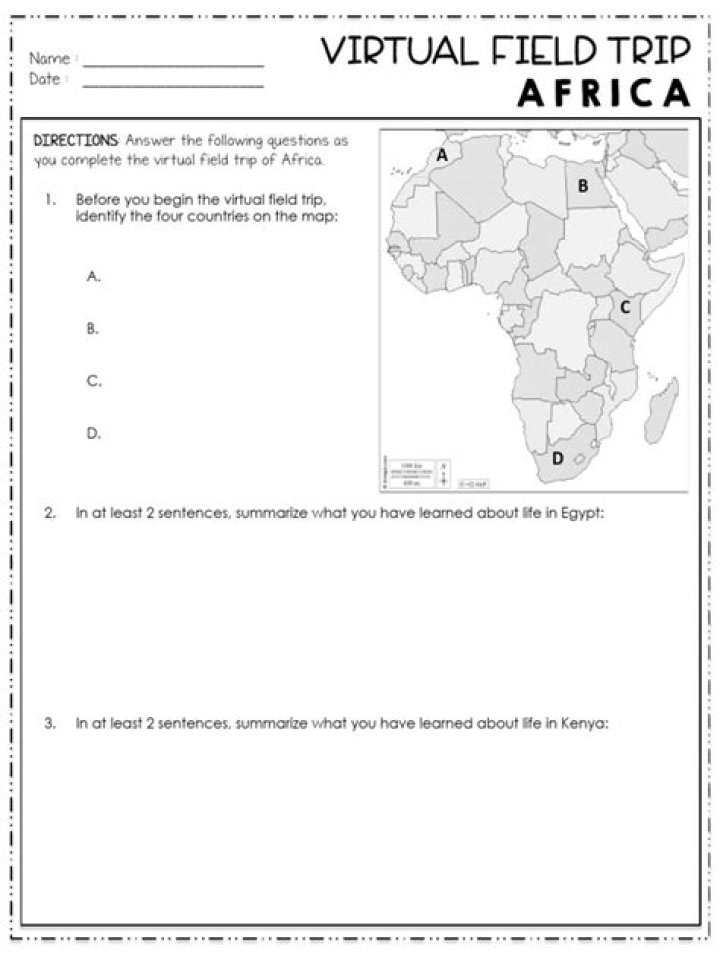 Free Virtual Field Trip Worksheet PDF for Students
