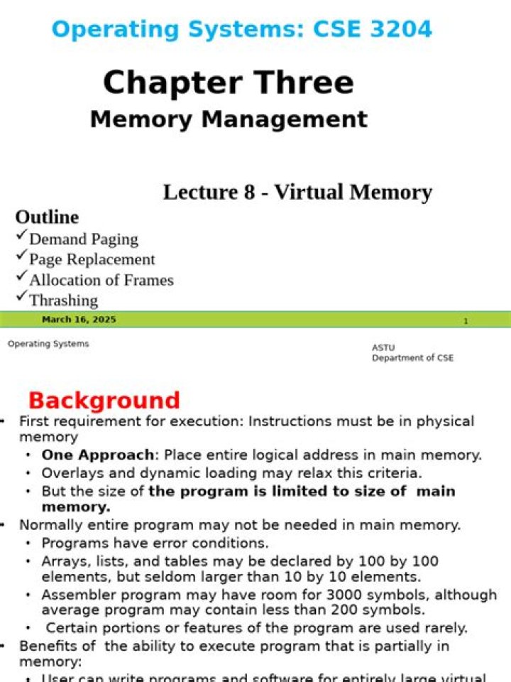 Virtual Memory Management in Operating Systems: A Comprehensive PDF Guide
