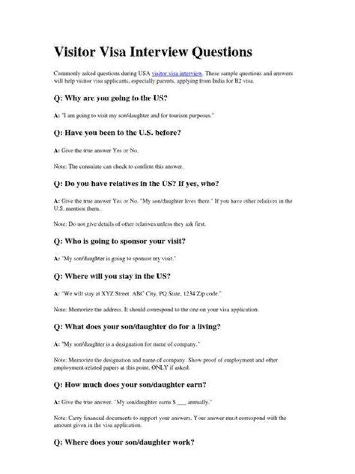 Visit Visa Interview Questions & Answers PDF Guide