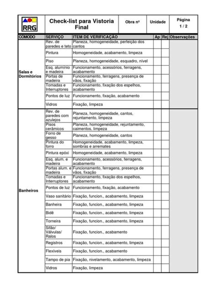 Vistoria Apartamento Novo Check List PDF – All You Need to Inspect
