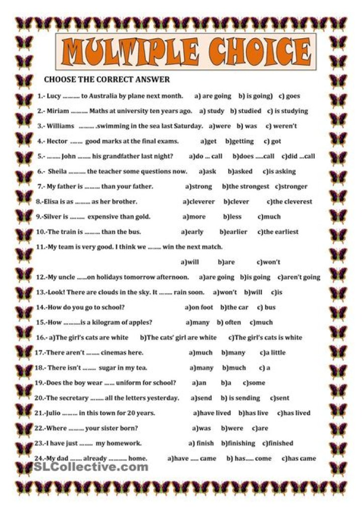 Free Vocabulary Multiple Choice Worksheets PDF for Students