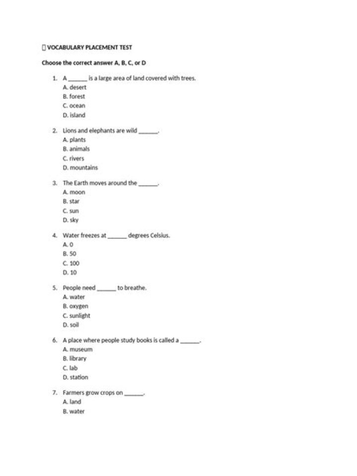 Master Vocabulary Placement: Free PDF Test & Practice