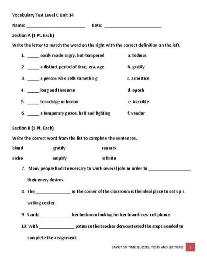 Master Level C Vocabulary Workshop Unit 14 Answers PDF